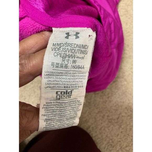𝅺MEDIUM Under Armour Heatgear womens bright pink hoodie sweatshirt XStorm - Picture 7 of 7